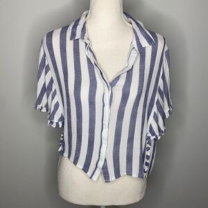 Elodie XL White Blue Stripe Top